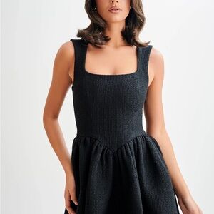 Meshki Black Textured Sleeveless Dress